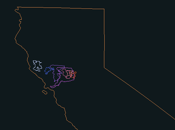 An image showing several jurisdictional boundaries in Northern California